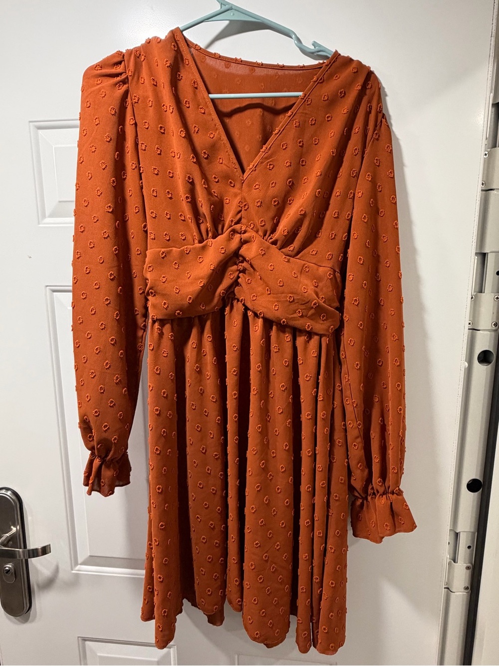 SHEIN Rust Orange Long Sleeve Dress